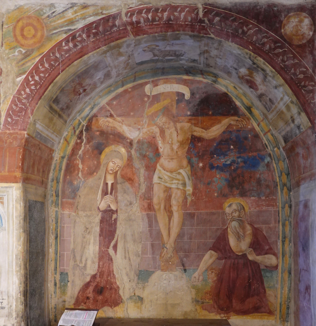 Chiesa di Santa Maria delle Grazie -nicchia con crocifissione e San Girolamo - Caso